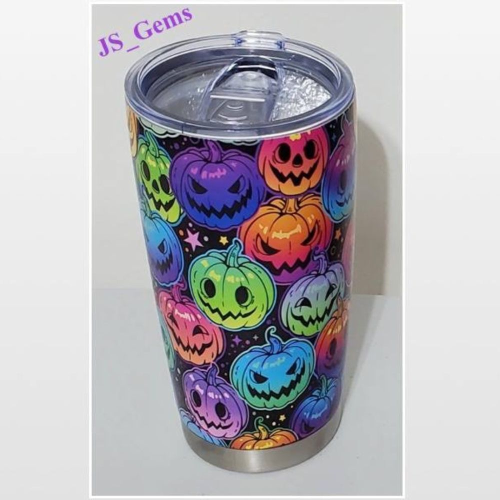 Tumbler Large 20oz Pumpkin Halloween Colorful Stainless Steel Double Insulated